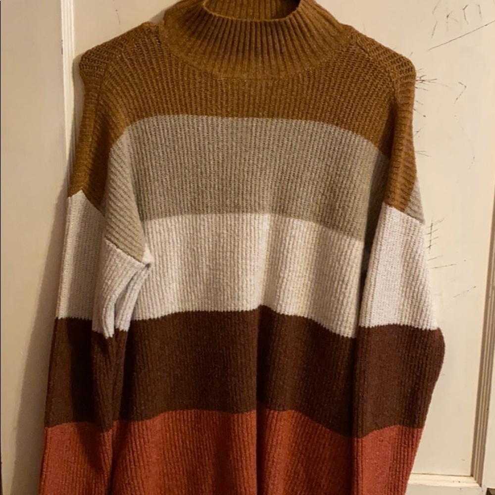 Lovely multicolored knitted turtleneck sweater